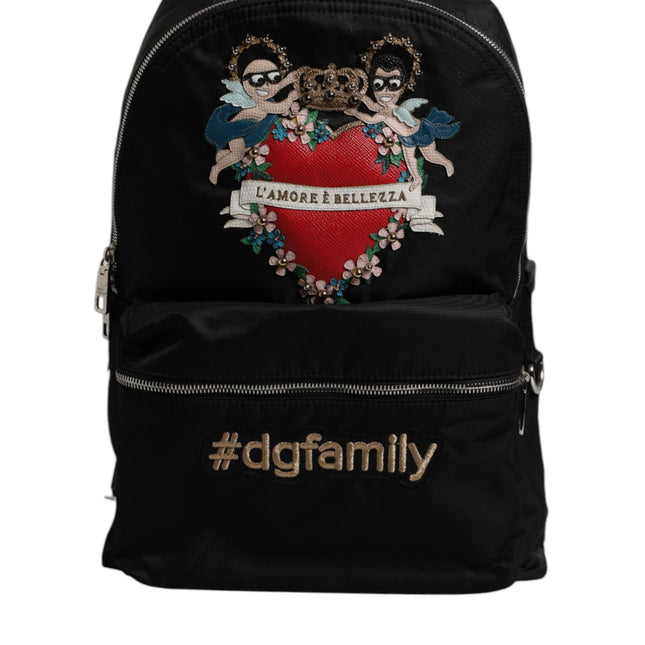 Dolce & Gabbana Black Nylon #DGFAMILY Embellished Backpack VULCANO Bag
