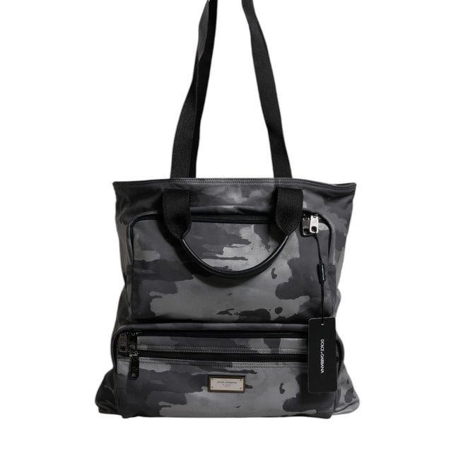 Dolce & Gabbana Black Camouflage Shoulder Strap Logo Plaque Bag