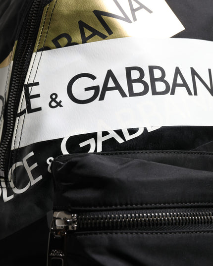 Dolce & Gabbana Black Logo Tape Polyamide School Travel Backpack Bag
