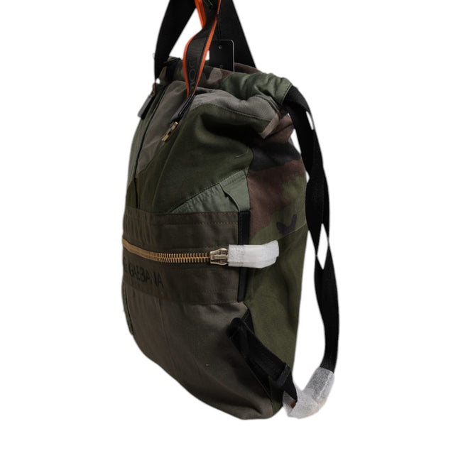 Dolce & Gabbana Military Green Patchwork Rucksack Backpack Bag