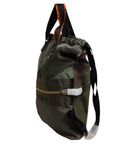 Dolce & Gabbana Military Green Patchwork Rucksack Backpack Bag