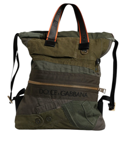 Dolce & Gabbana Military Green Patchwork Rucksack Backpack Bag