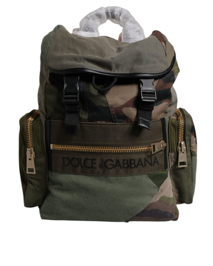 Dolce & Gabbana Military Green Patchwork Travel Backpack Bag
