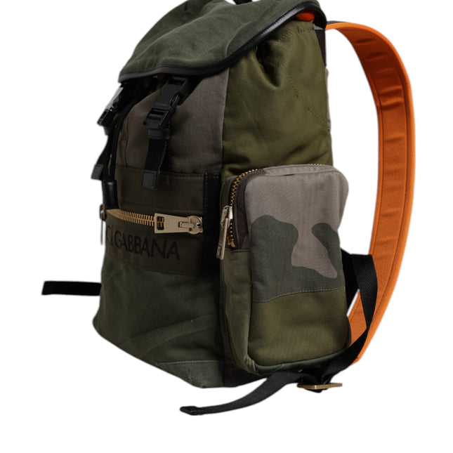 Dolce & Gabbana Military Green Patchwork School Backpack Bag