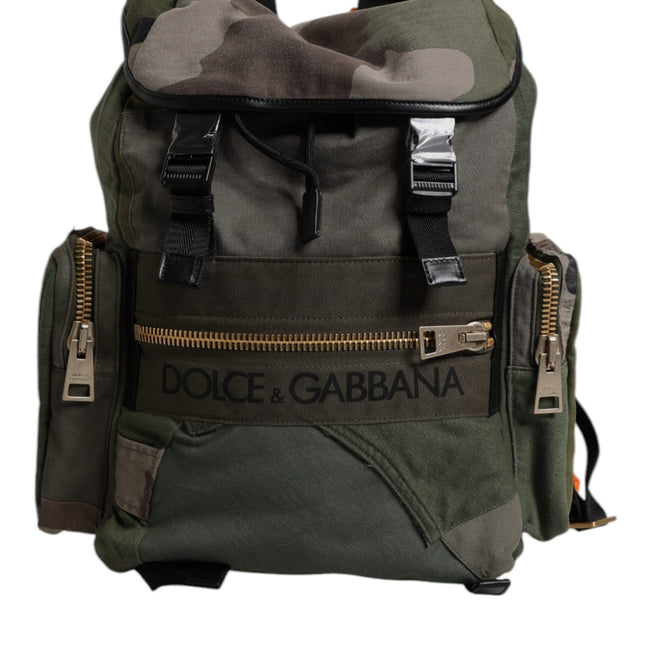 Dolce & Gabbana Military Green Patchwork Travel Backpack Bag