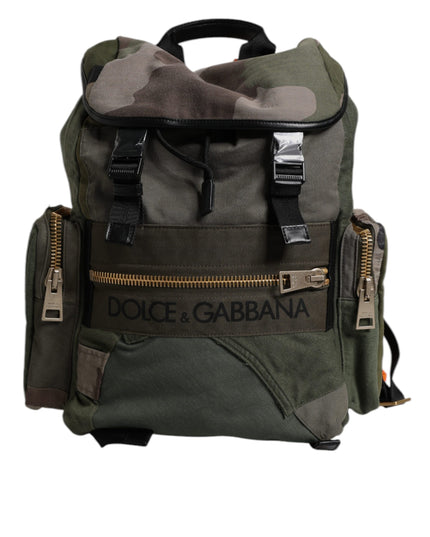 Dolce & Gabbana Military Green Patchwork Travel Backpack Bag