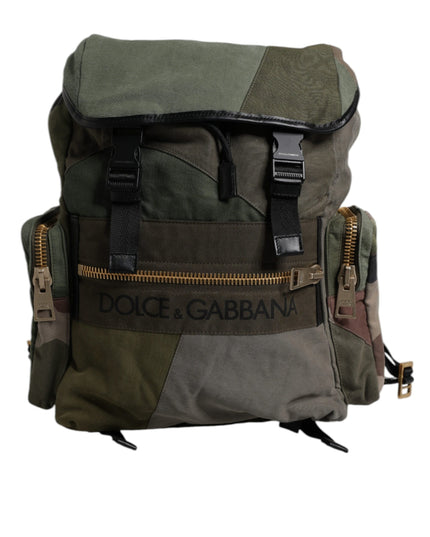 Dolce & Gabbana Military Green Patchwork Travel Backpack Bag
