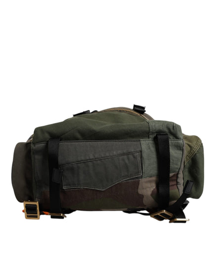 Dolce & Gabbana Military Green Patchwork Travel Backpack Bag