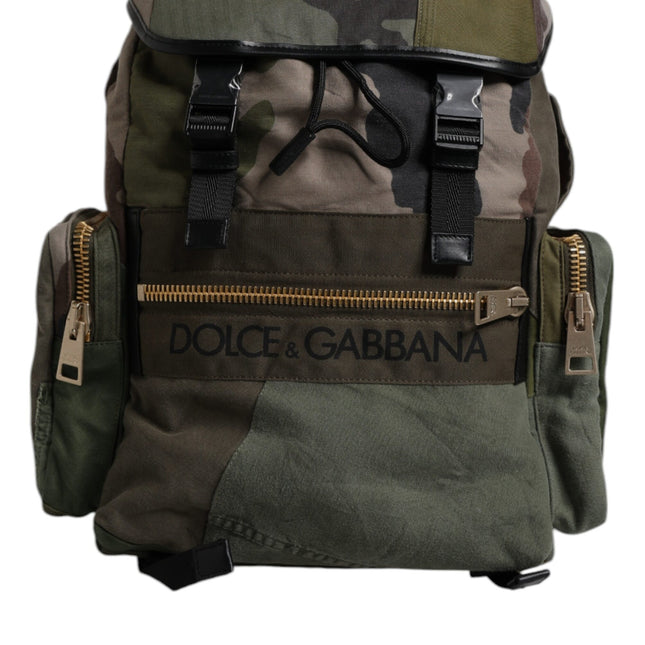 Dolce & Gabbana Military Green Patchwork Travel Backpack Bag
