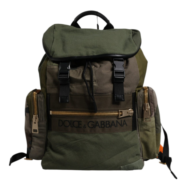Dolce & Gabbana Military Green Patchwork Travel Backpack Bag
