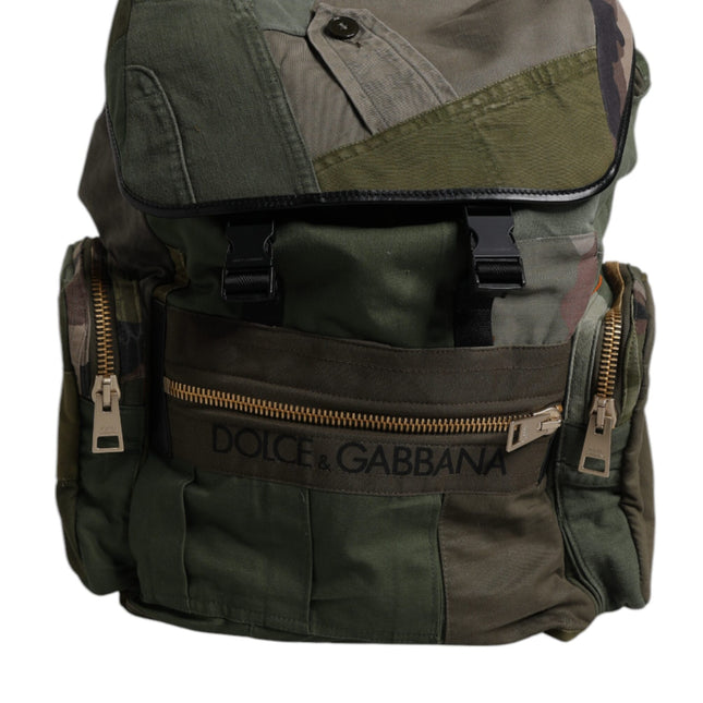 Dolce & Gabbana Military Green Patchwork Travel Backpack Bag