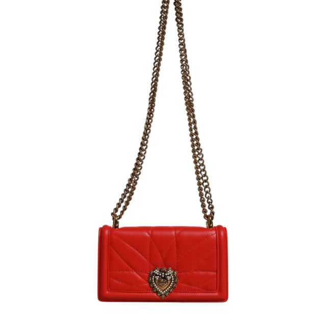 Dolce & Gabbana Red Quilted Devotion Crossbody Chain Phone Cover Bag