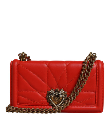 Dolce & Gabbana Red Quilted Devotion Crossbody Chain Phone Cover Bag