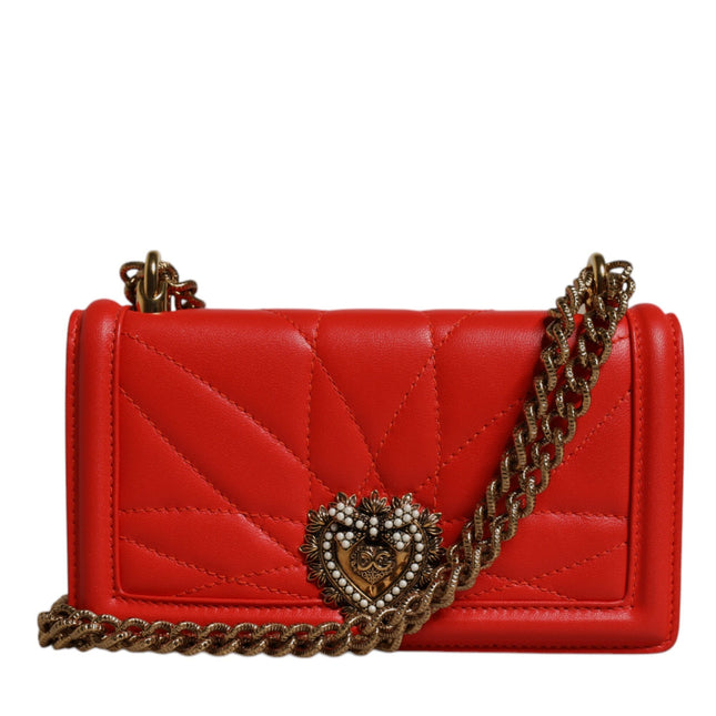 Dolce & Gabbana Red Quilted Devotion Crossbody Chain Phone Cover Bag