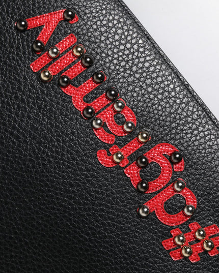 Dolce & Gabbana Black #DGFamily Embellished Leather Clutch Bag