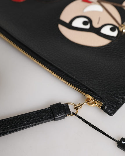 Dolce & Gabbana Black #DGFamily Embellished Leather Clutch Bag