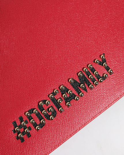 Dolce & Gabbana Red #DGFamily Embellished Leather Clutch Bag
