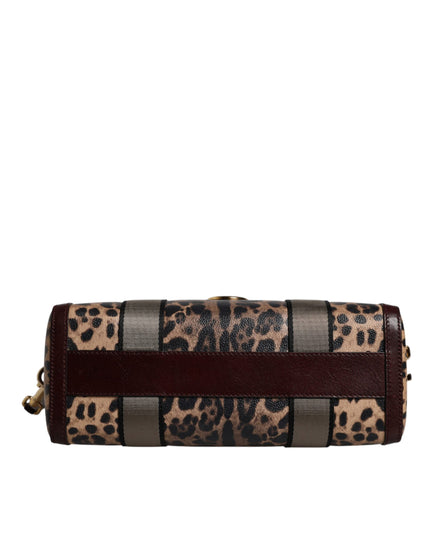 Dolce & Gabbana Brown Leopard Leather Shoulder Strap Duffle Bag