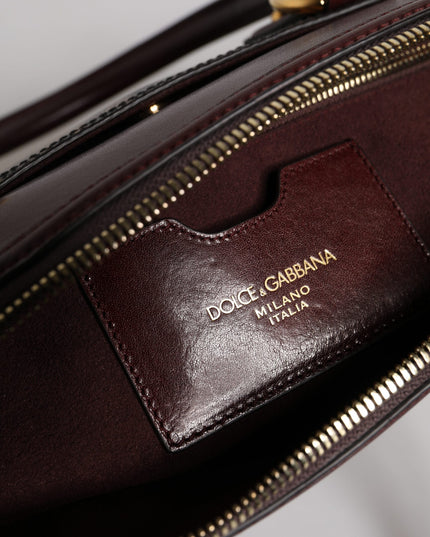 Dolce & Gabbana Brown Leopard Leather Shoulder Strap Duffle Bag