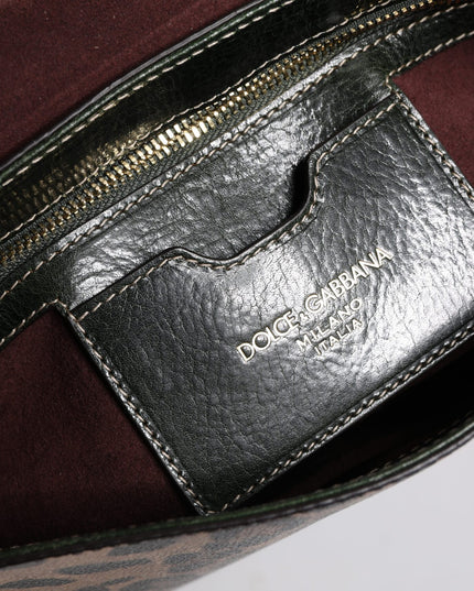 Dolce & Gabbana Black Brown Leopard Leather Shoulder Strap Bag