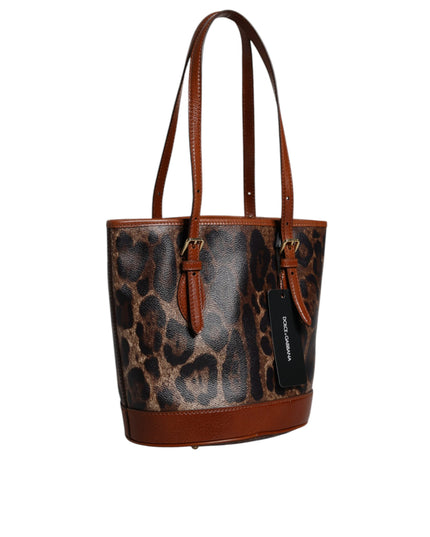 Dolce & Gabbana Brown Leopard Leather Shoulder Strap Tote Bag