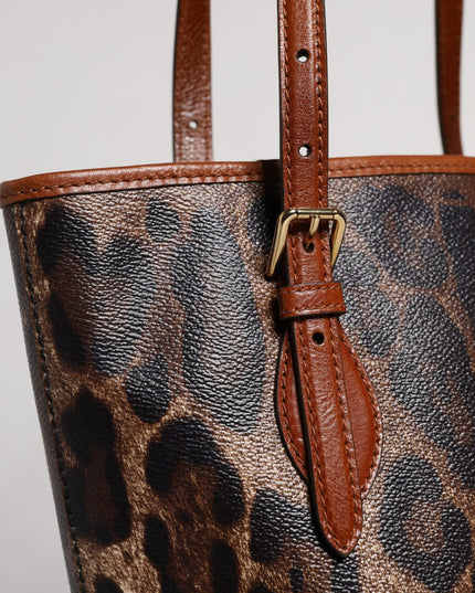 Dolce & Gabbana Brown Leopard Leather Shoulder Strap Tote Bag