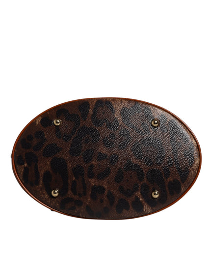 Dolce & Gabbana Brown Leopard Leather Shoulder Strap Tote Bag