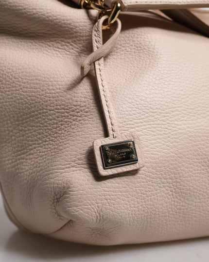 Dolce & Gabbana Light Pink Deer Leather Logo Plaque Tote Top Handle Bag