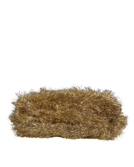 Dolce & Gabbana Gold Vanda Chain Strap Tinsel Crystal Evening Clutch Bag