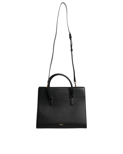 Versace Black Large Leather Top Handle Shoulder Crossbody Bag