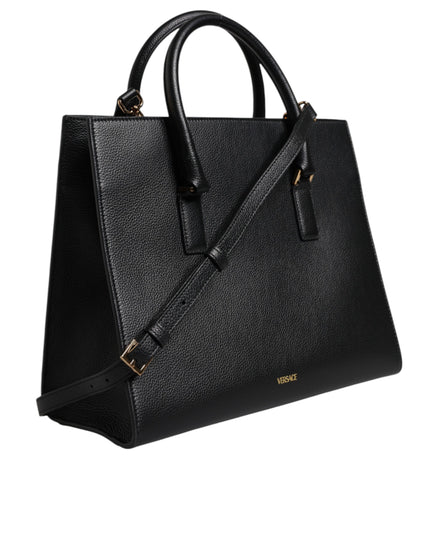 Versace Black Large Leather Top Handle Shoulder Crossbody Bag