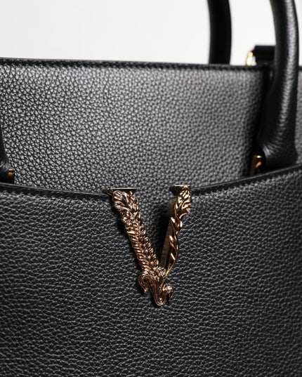 Versace Black Large Leather Top Handle Shoulder Crossbody Bag