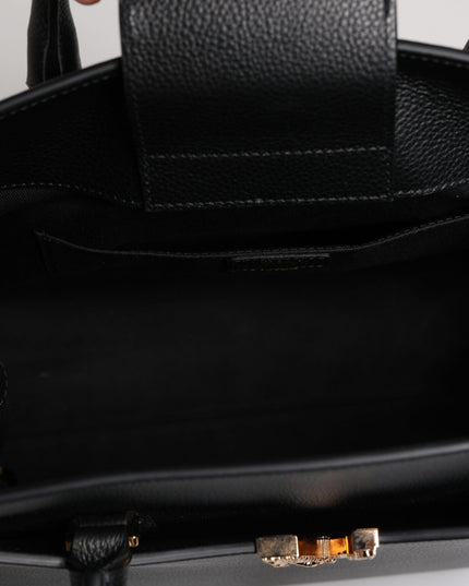 Versace Black Large Leather Top Handle Shoulder Crossbody Bag