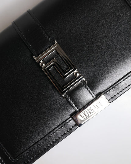 Versace Black Calfskin Leather Chain Strap Shoulder Crossbody Bag