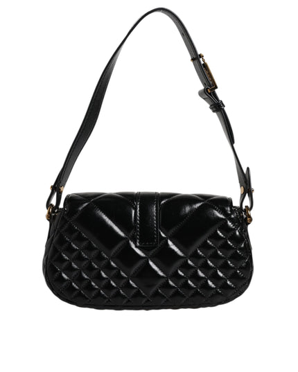 Versace Black Calf Leather Quilted Shoulder Strap Bag
