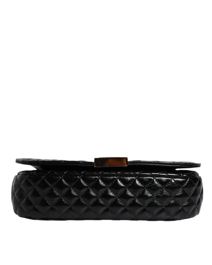 Versace Black Calf Leather Quilted Shoulder Strap Bag