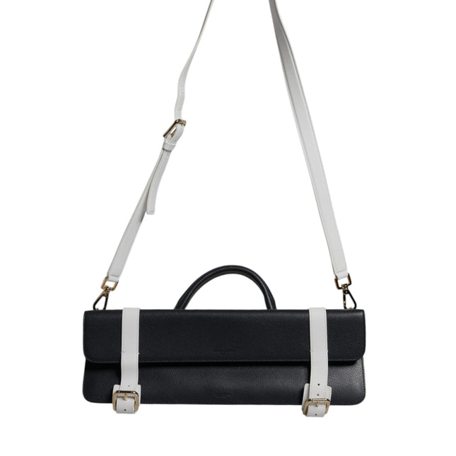 Dolce & Gabbana Blue White Calfskin Leather Crossbody Shoulder Bag