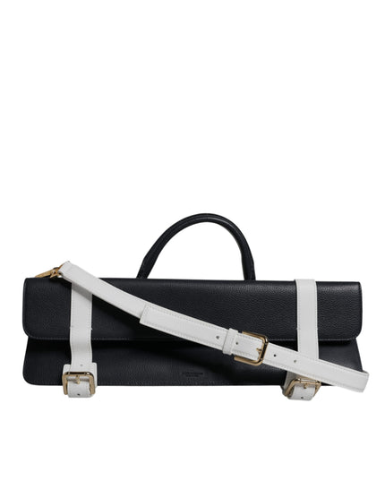 Dolce & Gabbana Blue White Calfskin Leather Crossbody Shoulder Bag