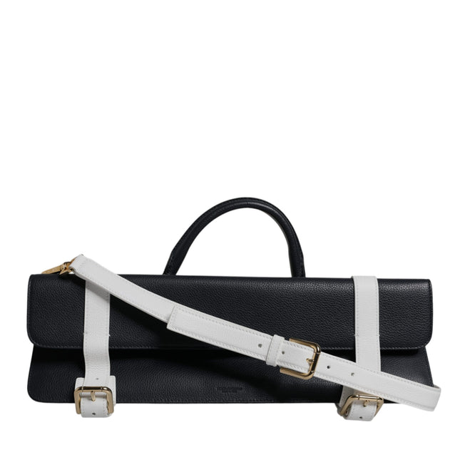 Dolce & Gabbana Blue White Calfskin Leather Crossbody Shoulder Bag