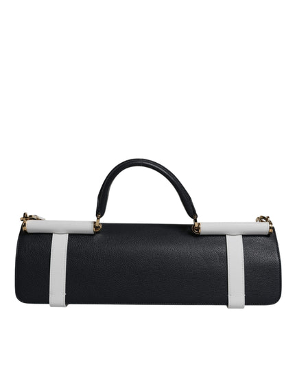 Dolce & Gabbana Blue White Calfskin Leather Crossbody Shoulder Bag