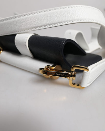 Dolce & Gabbana Blue White Calfskin Leather Crossbody Shoulder Bag