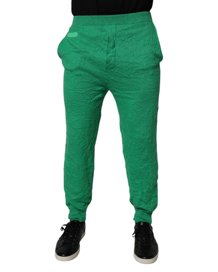 Dsquared² Green Cotton Elastic Waist Men Casual Pants