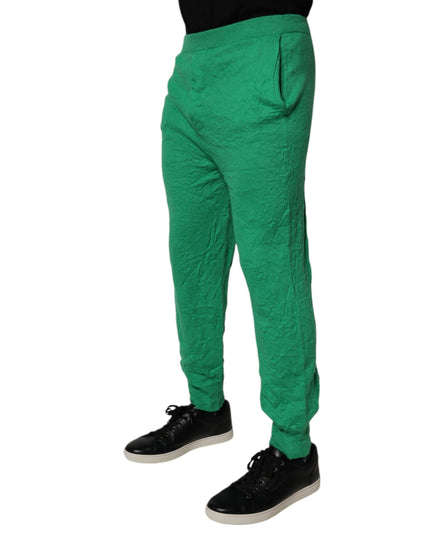 Dsquared² Green Cotton Elastic Waist Men Casual Pants