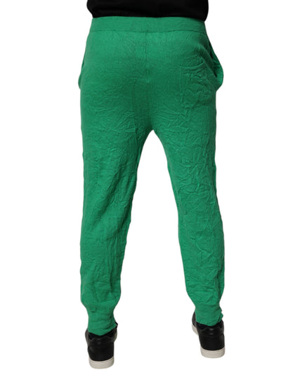 Dsquared² Green Cotton Elastic Waist Men Casual Pants