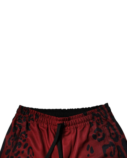 Dolce & Gabbana Red Leopard Print Polyester Men Jogger Pants