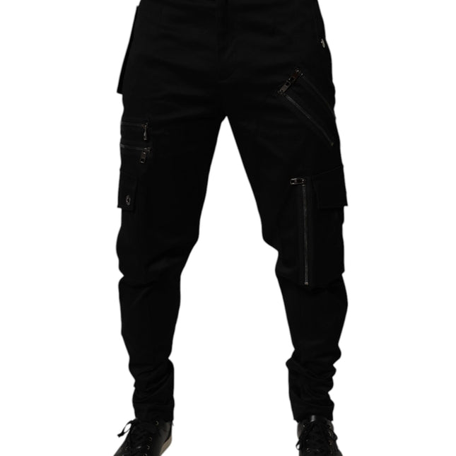 Dolce & Gabbana Black Cotton Cargo Tapered Pants