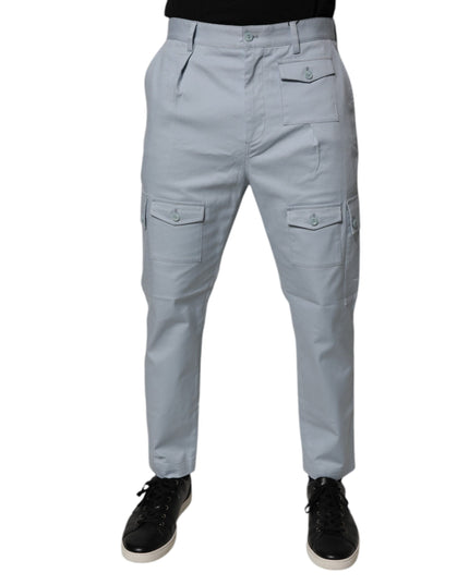 Dolce & Gabbana Light Blue Cotton Cargo Tapered Pants