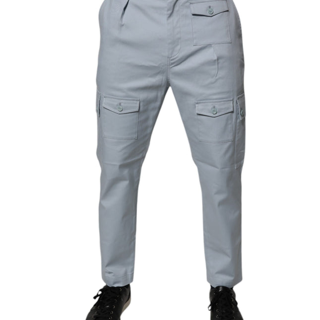 Dolce & Gabbana Light Blue Cotton Cargo Tapered Pants