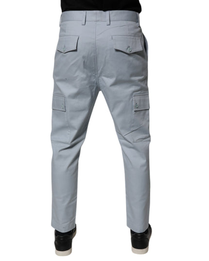 Dolce & Gabbana Light Blue Cotton Cargo Tapered Pants