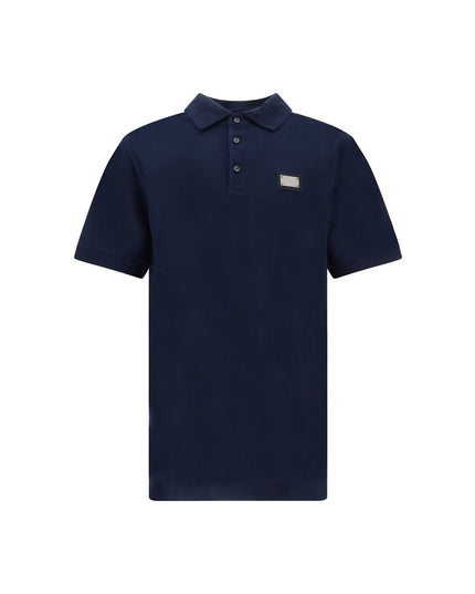 Dolce & Gabbana Blue Cotton Polo Shirt